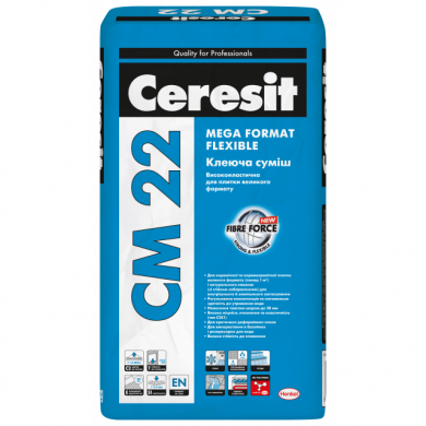 Высокоэластичная клеящая смесь для крупноформатной плитки CERESIT CM 22 MEGA FORMAT FLEXIBLE