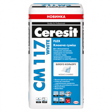 Клеящая смесь для облицовки поверхностей CERESIT CM 117 WHITE FLEX