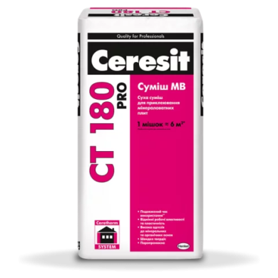 Смесь Ceresit CT 180 Pro МВ для крепления плит из минеральной ваты (серый, 27 кг)