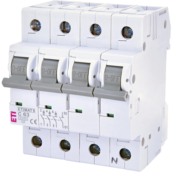 Автоматичний вимикач ETI ETIMAT 6 3p+N C 63 А (6 kA) (2146522)