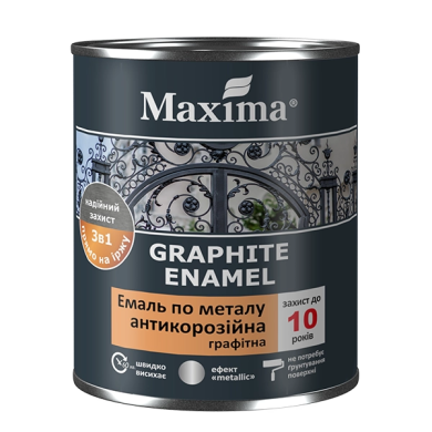Емаль антикорозійна по металу 3 в 1 графітна Maxima 0,75кг