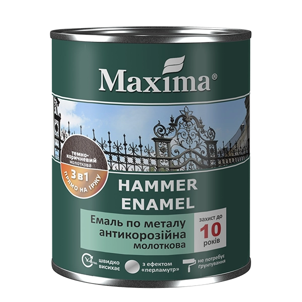 Эмаль антикоррозийная по металлу 3 в 1, молотковая 0,75л.